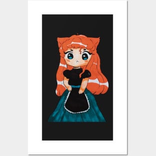 portrait redhead cat girl cute mange Posters and Art